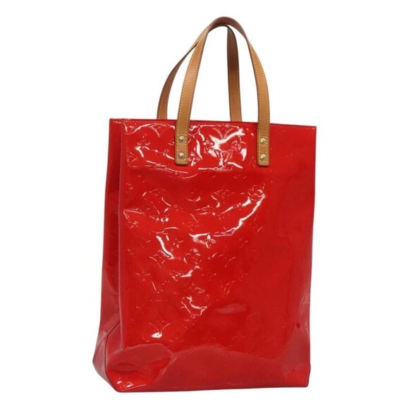LOUIS VUITTON Monogram Vernis Reade MM Hand Bag Red Rouge - Picture 1 of 16